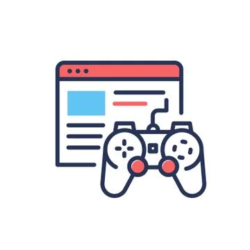 Browser Games - modern single vector line design icon. Stock Illustration