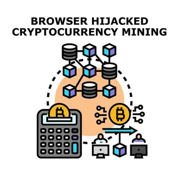 Browser hijacked device performing cryptocurrency mining 스톡 일러스트