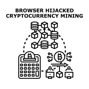 Browser hijacked device performing cryptocurrency mining Stock Illustration