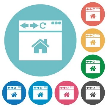 Browser home page flat round icons Stock Illustration