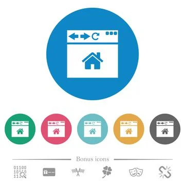 Browser home page flat round icons Illustrazione stock