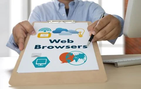 Browser http man use computer Web Browsers Online Networking Connection Techn 스톡 사진