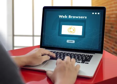 Browser http man use computer Web Browsers Online Networking Connection Techn Foto stock