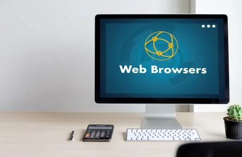 Browser http man use computer Web Browsers Online Networking Connection Techn 写真素材