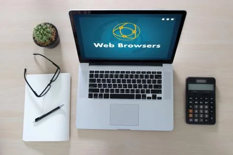 Browser http man use computer Web Browsers Online Networking Connection Techn Foto stock
