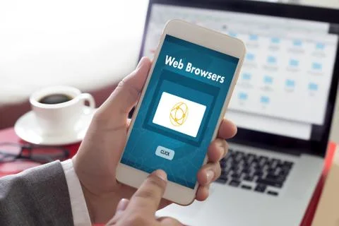 Browser http man use computer Web Browsers Online Networking Connection Techn 스톡 사진