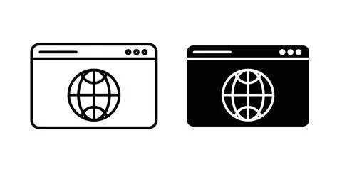 Browser icon in black and white. vector icon pack for websites Stock-Illustration
