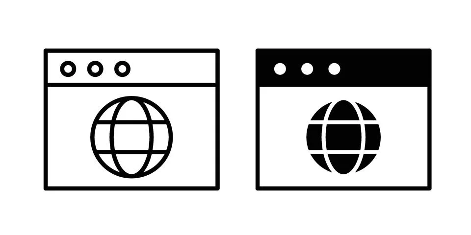 Browser icon black vector isolated on white Stock Illustration
