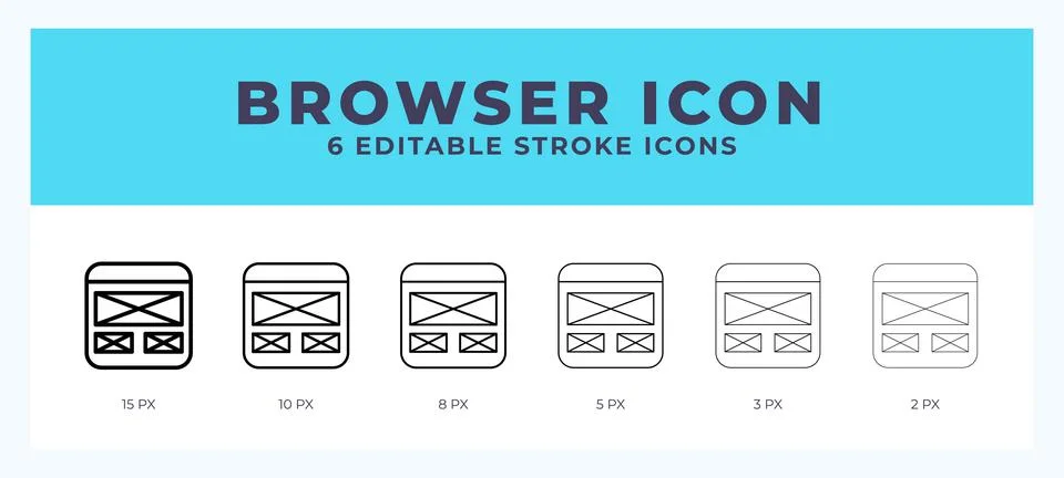 Browser icon with different stroke. Editable stroke. Vector illustration. Stock Illustration