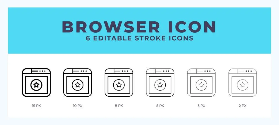 Browser icon with different stroke. Vector illustration. Stock Illustration