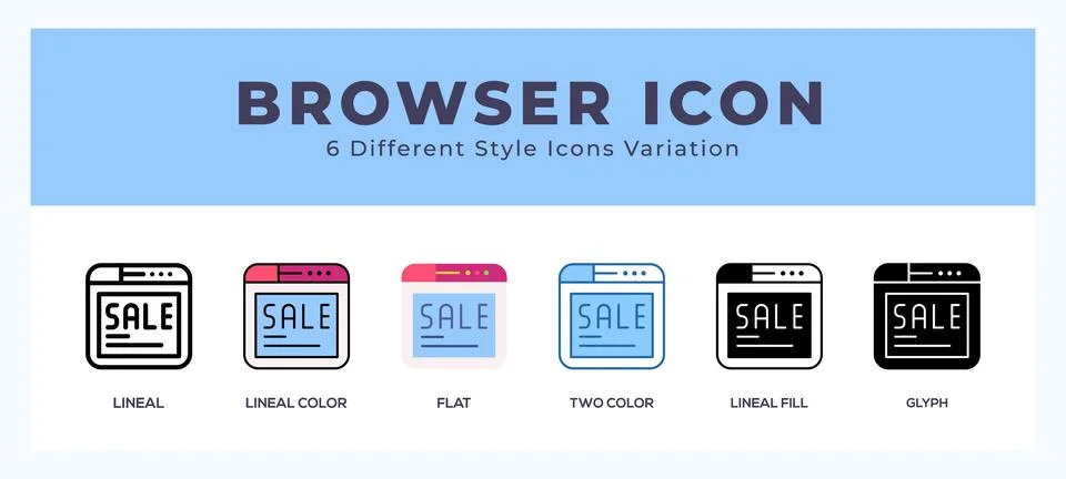 Browser icon in different style vector illustration. Illustrazione stock