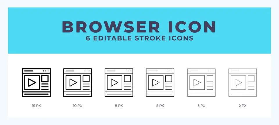 Browser icon with editable stroke. Outline icon vector illustration. Stock Illustration