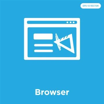 Browser icon isolated on blue background Free Stock Illustration