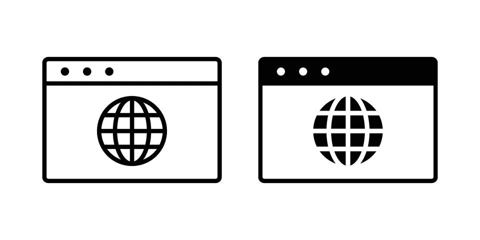 Browser icon. Outline, flat icons Stock Illustration