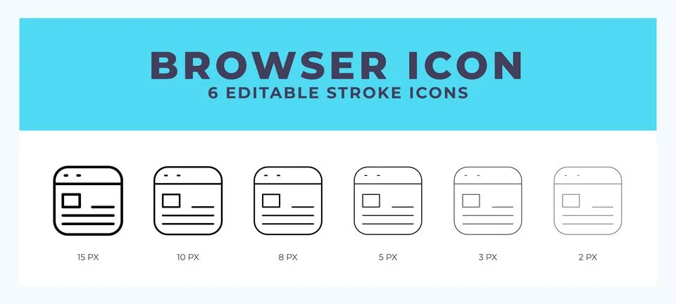 Browser icon. Regular line. Thin line. Bold line. Vector illustration. Stock Illustration
