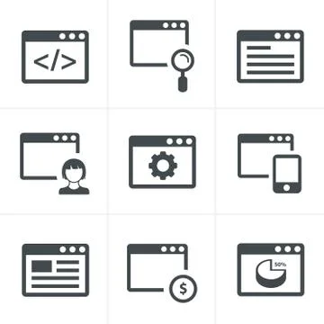 Browser icon set Ilustración de archivo