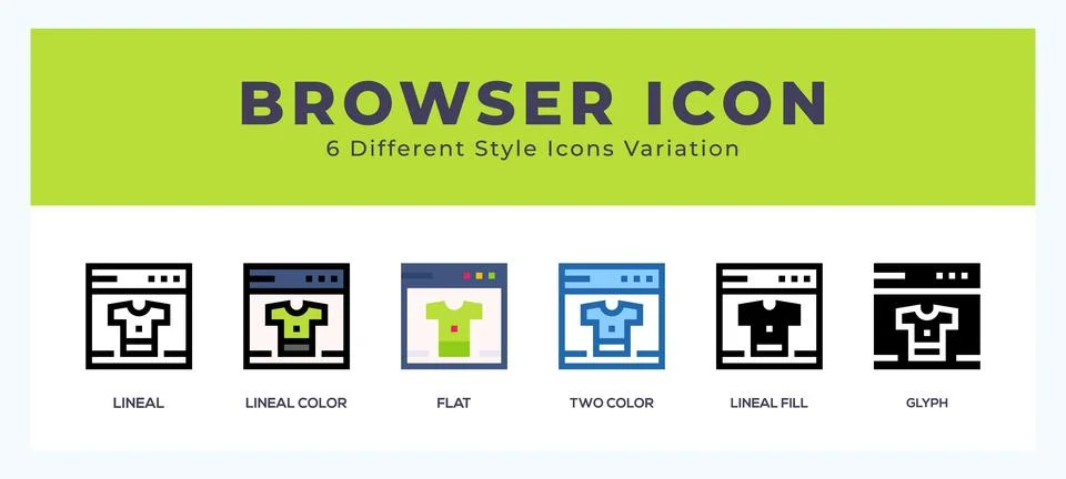 Browser icon set pack vector illustration. Illustrazione stock