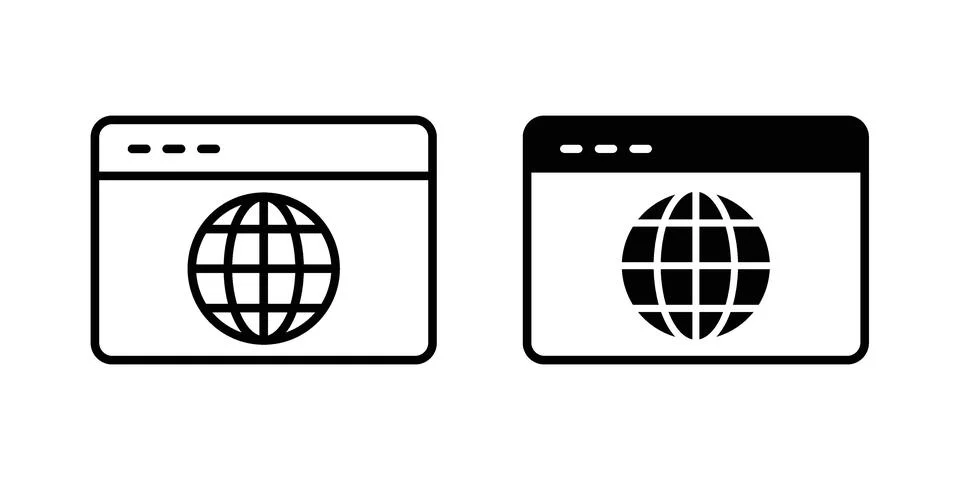 Browser icon symbol  illustration bundle in black colour Stock Illustration