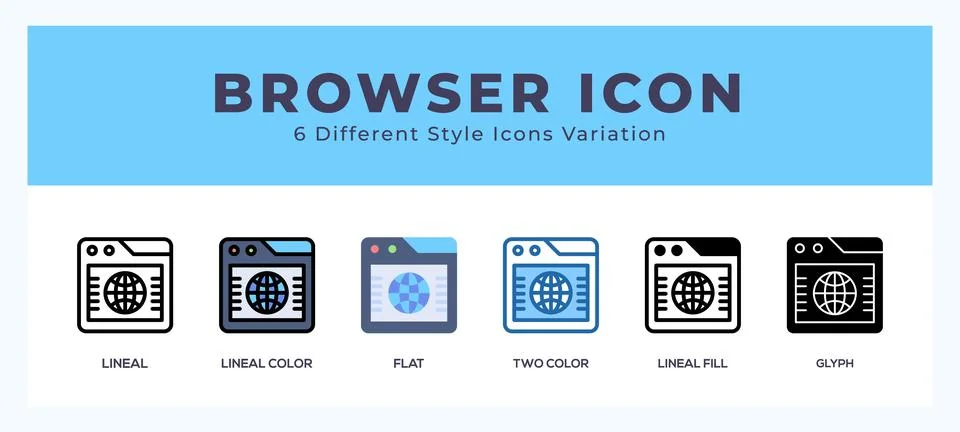 Browser icon symbol. isolated. vector illustration with different styles Stock Illustration