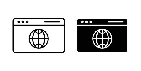 Browser icon symbol. Vector illustration pack in black color. 스톡 일러스트