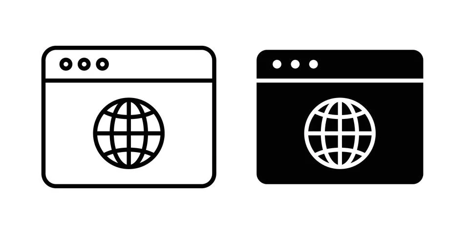 Browser icon thin line and clipart style vector set 스톡 일러스트