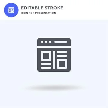 Browser icon vector, filled flat sign, solid pictogram isolated on white, log Stockillustratie