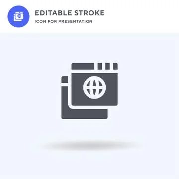 Browser icon vector, filled flat sign, solid pictogram isolated on white, logo 库存插图