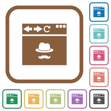 Browser incognito window simple icons Stock Illustration