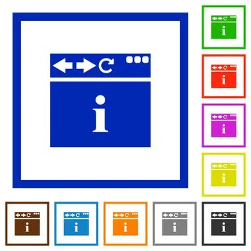 Browser info flat framed icons Stock Illustration