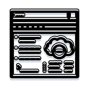 Browser interface displaying cloud computing data dashboard Stock Illustration