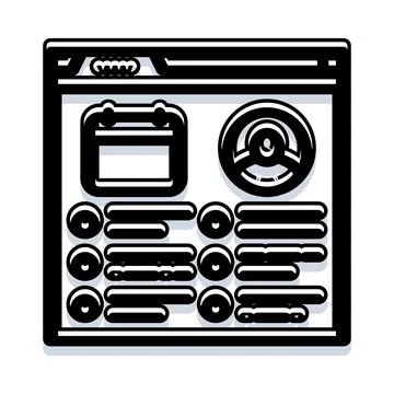Browser interface displaying dashboard with calendar and profile Stock Illustration