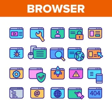 Browser Internet Web Site Pages Icons Set Vector Illustrazione stock