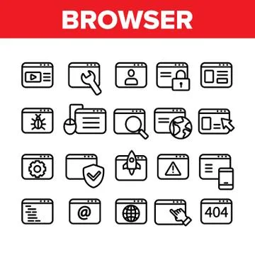 Browser Internet Web Site Pages Icons Set Vector 스톡 일러스트