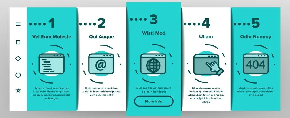 Browser Internet Web Site Pages Onboarding Set Vector Stock Illustration