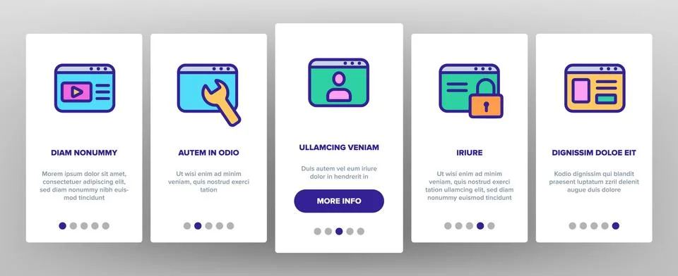 Browser Internet Web Site Pages Onboarding Set Vector Stock Illustration