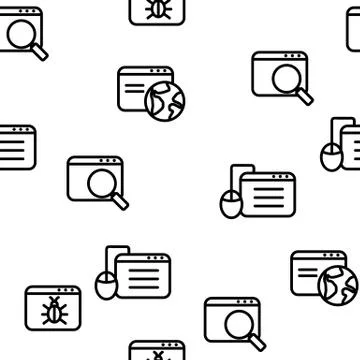 Browser Internet Web Site Pages Vector Seamless Pattern Stock Illustration