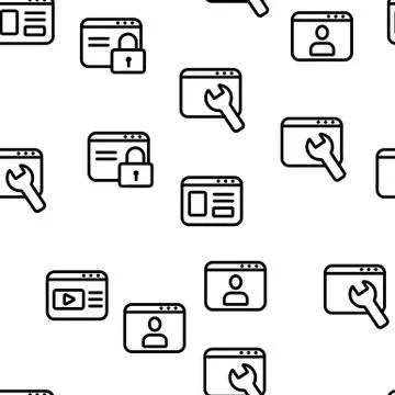 Browser Internet Web Site Pages Vector Seamless Pattern Illustrazione stock