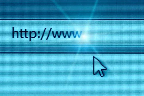 Browser in the internet to a website browser address and cursor on compute... Stock-Fotos