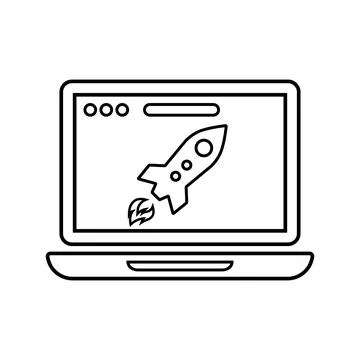 Browser, launch line icon. Outline vector. Stock Illustration