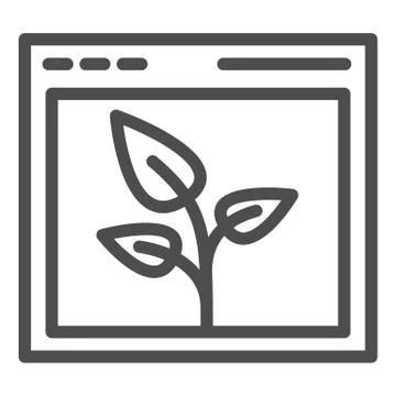 Browser with leaf line icon. Web window and plant vector illustration isolated Stock Illustration