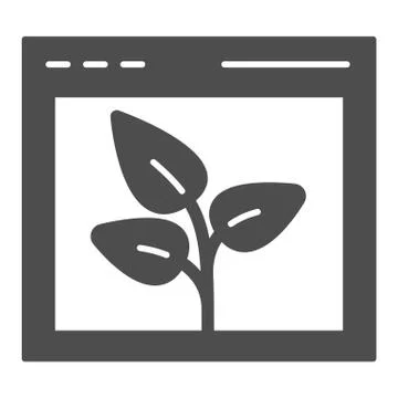 Browser with leaf solid icon. Web window and plant vector illustration isolated Stock Illustration