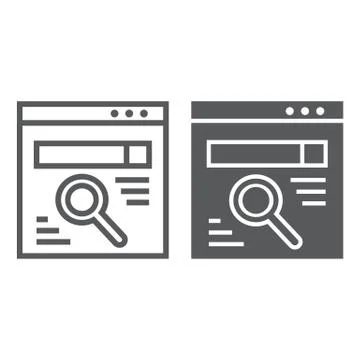 Browser line and glyph icon, webpage and internet, search sign, vector graphics 스톡 일러스트