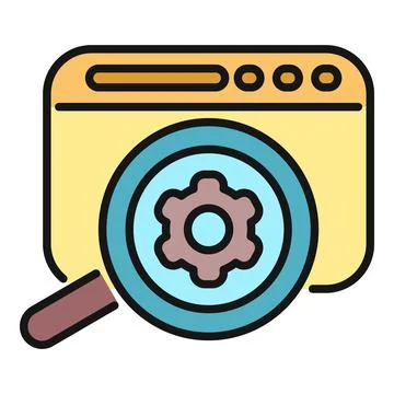 Browser magnifying gear icon for search engine optimization 스톡 일러스트