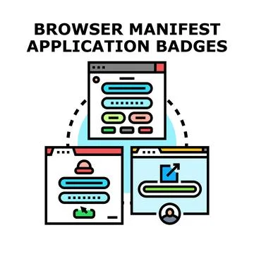 Browser manifest application badges developing concept 스톡 일러스트