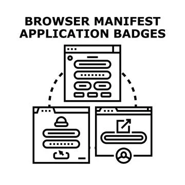 Browser manifest application badges developing concept イラスト素材