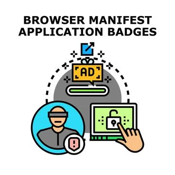 Browser manifest application badges developing concept 스톡 일러스트