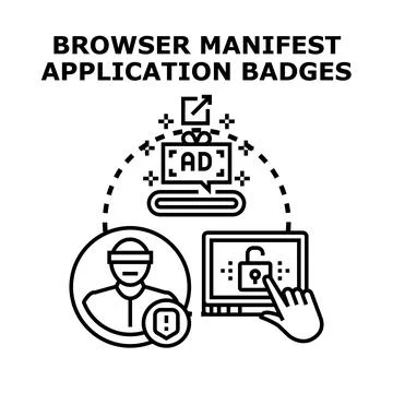 Browser manifest application badges developing concept Stock Illustration