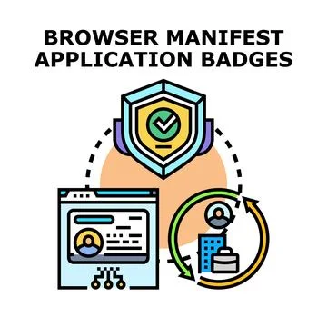 Browser manifest application badges secure online services 스톡 일러스트