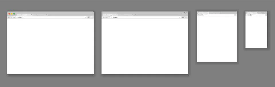 Browser mockups set. Web windows screen. Internet empty pages concept with Stock Illustration