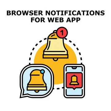 Browser notifications for web app concept illustration 스톡 일러스트
